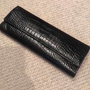 Black Embossed Alligator Clutch